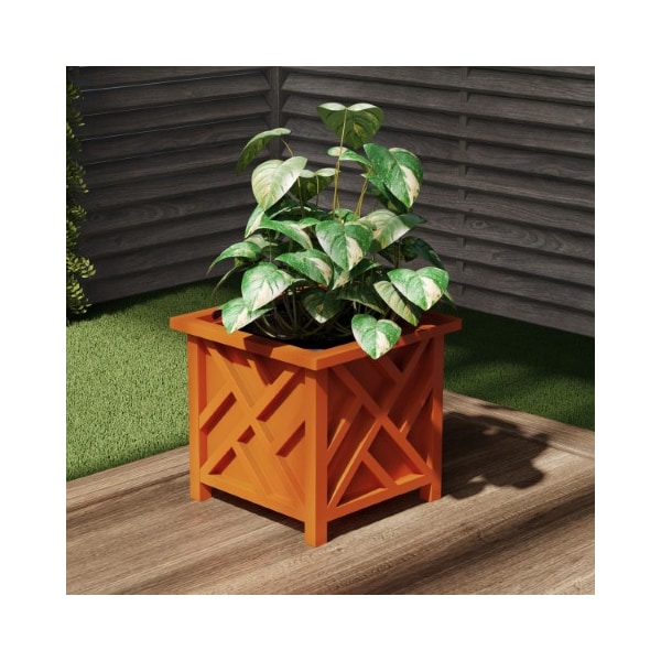 Nature Spring Square Planter Box, Terracotta Colored Lattice Container for Flowers and Plants, Patio and Porch 680078JQS - main
